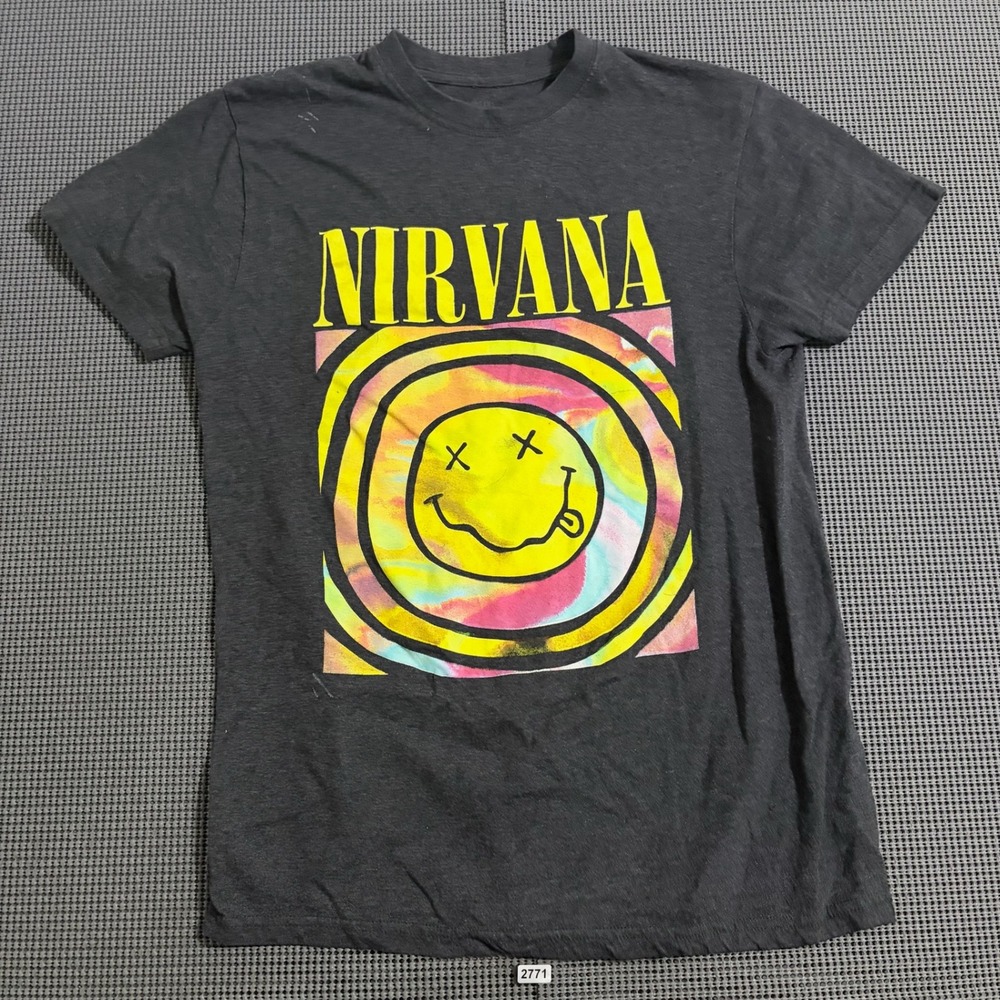 Nirvana Smiley Face T-Shirt Charcoal Estimated XS
